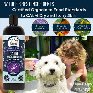 4-Legger CALM Organic Lavender Dog Shampoo with Calendula and St. John's Wort, 16-oz Bottle