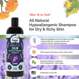 4-Legger CALM Organic Lavender Dog Shampoo with Calendula and St. John's Wort, 16-oz Bottle