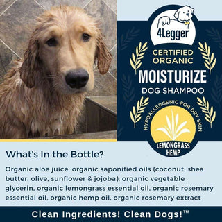 4-Legger MOISTURIZE Organic Hemp Dog Shampoo with Lemongrass, 8-oz Bottle