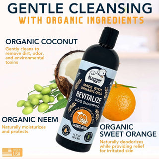 4-Legger REVITALIZE Organic Neem Dog Shampoo with Sweet Orange Essential Oil, 16-oz Bottle