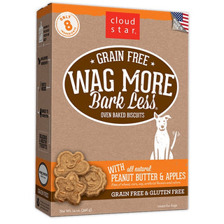 Cloud Star Wag More Bark Less Grain-Free Oven Baked with Peanut Butter & Apples Dog Treats, 14-oz box