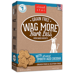 Cloud Star Wag More Bark Less Grain-Free Oven Baked Smooth Aged Cheddar Dog Treats, 14-oz box