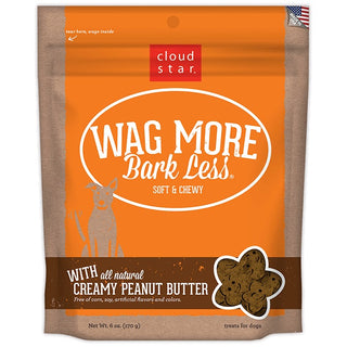 Cloud Star Wag More Bark Less Soft & Chewy Creamy Peanut Butter Dog Treats, 6-oz bag