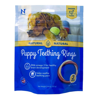 N-Bone USA Puppy Chicken Teething Ring Dog Treats, 3 Count