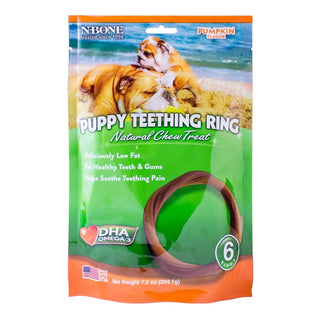 N-Bone USA Pumpkin Flavored Puppy Teething Ring Treats, 6 Count