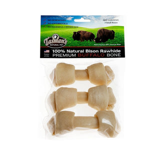 Tasman's Natural Pet Premium Bison Rawhide Knotted Bone Dog Chew Small, Pack of 3