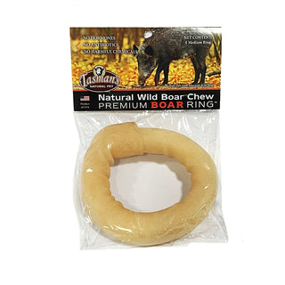 Tasman's Natural Pet Premium Wild Boar Ring Rawhide Dog Chew, 5-6"