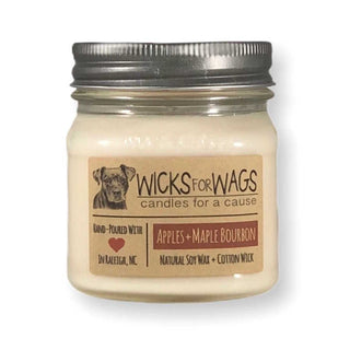 Wicks for Wags Apples + Maple Bourbon Soy Candle, 8-oz