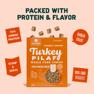 A Pup Above Turkey Pilaf Recipe Whole Food Cubies Dog Food, 2-lb, Case of 4