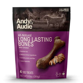 Andy & Audie All Natural Bones with Chicken Dog Treats, 4-Count Bag