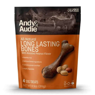 Andy & Audie All Natural Bones with Peanut Flavor Dog Treats, 4-Count Bag