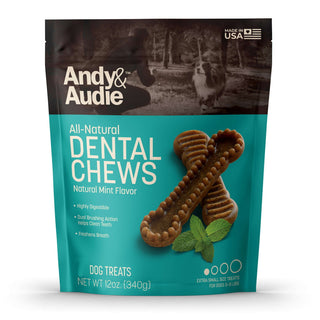 Andy & Audie All Natural Dental Chews for Dogs, Mint Flavor, Extra-Small, 12-oz Bag