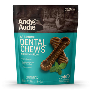 Andy & Audie All Natural Dental Chews for Dogs, Mint Flavor, Medium, 12-oz Bag