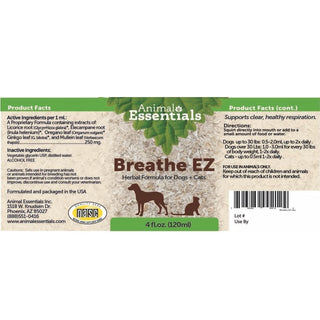 Animal Essentials Breath EZ Respiratory Supplement for Dogs & Cats, 2-oz