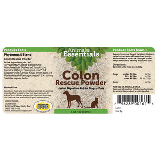 Animal Essentials Colon Rescue Powder Dog & Cat Supplement, 1-oz