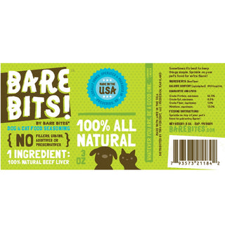 Bare Bites Bits! 100% Dehydrated Beef Liver Dog Food Topper