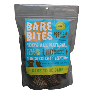 Bare Bites 100% All Natural Dehydrated Beef Liver Dog & Cat Treats, 1-lb Bag