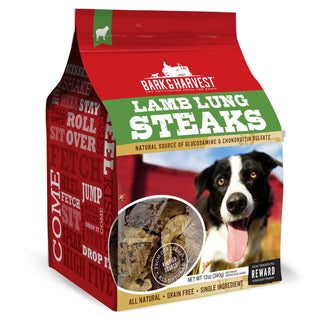 Bark & Harvest Lamb Lung Steaks Dog Treats, 12-oz Bag