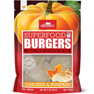 Bark & Harvest Superfood Burgers Chicken and Pumpkin Dog Treats, 6-oz Bag