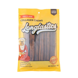 Barking Buddha Longlastics Collagen Stick Dog Chews, Thick, 5-6-Inch, 10-Pack