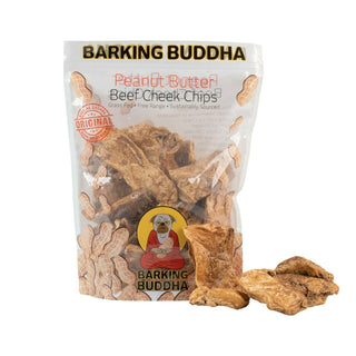 Barking Buddha Peanut Butter Beef Cheek Chips Dog Treats, Value Bag, 1-lb