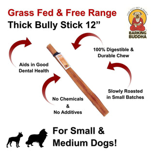 Barking Buddha Thick Bully Stick Dog Chew, 12-Inch