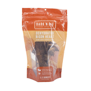 BarknBig Dehydrated Bison Heart Dog Treats USA Made, 3.5-oz Bag