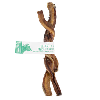 BarkNBig USA Odor Free Beef Steer Twist Bully Stick Dog Treat, 12-Inch