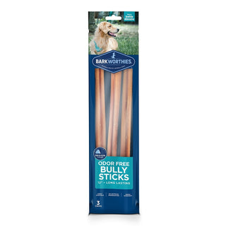 Barkworthies Odor Free Bully Sticks Dog Treats 12", 3-Chews