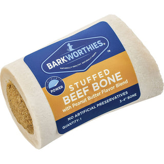 Barkworthies Shin Bone Stuffed with Peanut Butter Blend Blend Dog Treat, 3-4", Case of 15