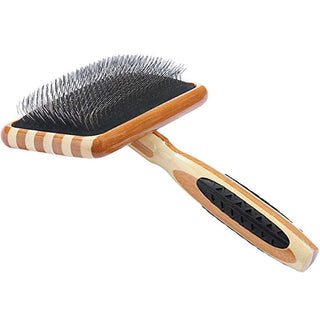 Bass De-Matting Brush Large Slicker with Bamboo Handle for Pets