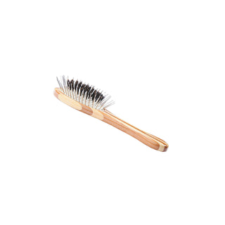 Bass Hybrid Groomer Natural Bristle & Alloy Pin Brush with Bamboo for Dogs & Cats, Small Oval A13