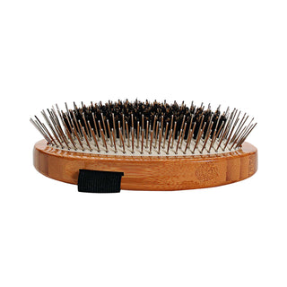 Bass Hybrid Groomer Natural Bristle & Alloy Pin Brush for Dogs, Cats, & Horses