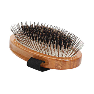 Bass Hybrid Groomer Natural Bristle & Alloy Pin Brush for Dogs, Cats, & Horses