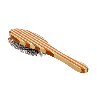 Bass Hybrid Groomer Natural Bristle & Alloy Pin Brush with Bamboo for Dogs & Cats, Large Oval A-3