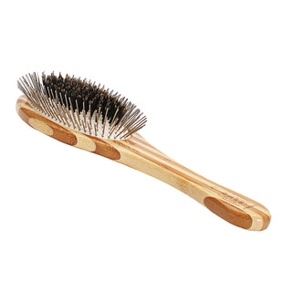 Bass Hybrid Groomer Natural Bristle & Alloy Pin Brush with Bamboo for Dogs, Cats, & Horses, A3