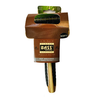  Bass Slicker Brush with Bamboo & Rubber Grips for Dogs & Cats, Small