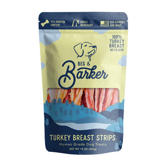 Beg & Barker Turkey Breast Strips Human Grade Dog Treats, 10-oz Bag