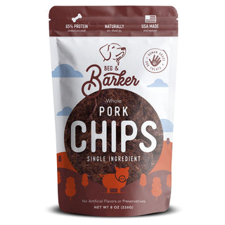 Beg & Barker Whole Pork Chips Heart Dog Treats, 8-oz Bag