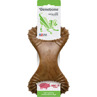 Benebone Bacon Flavor Dental Dog Chew Toy, Made in USA, Large