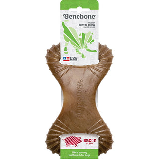 Benebone Bacon Flavor Dental Dog Chew Toy, Made in USA, Medium