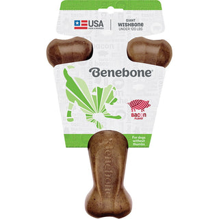 Benebone Bacon Flavored Wishbone Dog Chew Toy, Made in USA, Giant