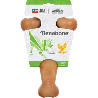 Benebone Chicken Flavored Wishbone Dog Chew Toy, Made in USA, Giant