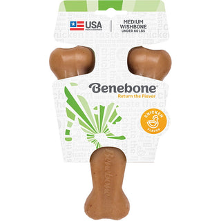 Benebone Chicken Flavored Wishbone Dog Chew Toy, Made in USA, Medium