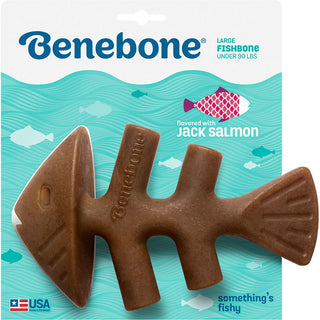 Benebone Jack Salmon Flavored Fishbone Dog Chew Toy, Made in USA, Large