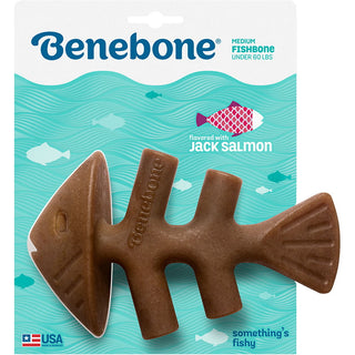 Benebone Jack Salmon Flavored Fishbone Dog Chew Toy, Made in USA, Medium