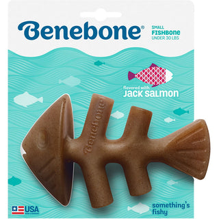 Benebone Jack Salmon Flavored Fishbone Dog Chew Toy, Made in USA, Small