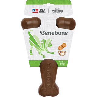 Benebone Peanut Butter Flavored Wishbone Dog Chew Toy, Made in USA, Giant