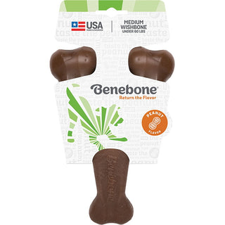 Benebone Peanut Flavored Wishbone Dog Chew Toy, Made in USA, Medium