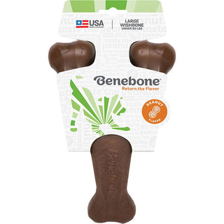 Benebone Peanut Flavored Wishbone Dog Chew Toy, Made in USA, Large